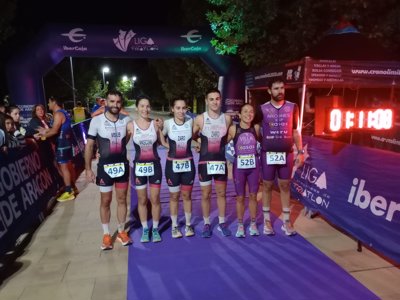 Andrés Zapater y Pilar Aliaga se imponen en el VII Duatlón Nocturno Calcigada Sobradiel