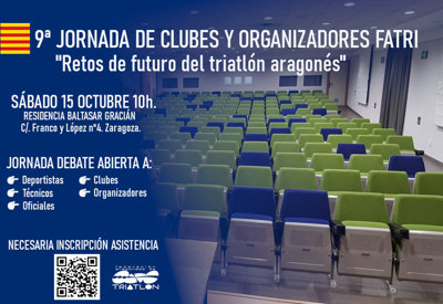 Jornada FATRI. Retos de futuro del triatlón aragonés. Sábado 15 de octubre, 10h.