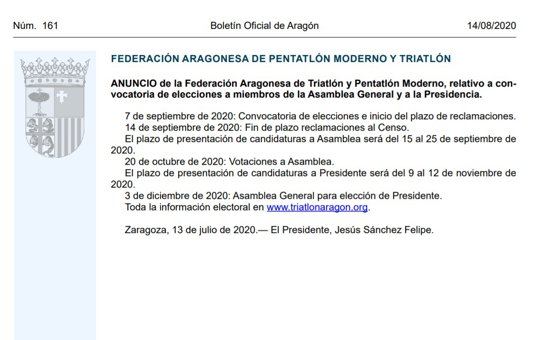 Publicado en BOA el inicio del proceso electoral FATRI 2020